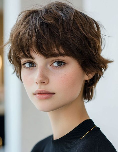 Tousled Pixie Bob with Soft Layers, cute short haircut, short hairstyle Choppy Haircuts, Medium Layered Haircuts, Cute Short Haircuts, Choppy Bob Hairstyles, Short Layered Haircuts, Short Hair Styles For Round Faces, Haircuts For Long Hair, Hairstyles For Round Faces, Short Hair With Layers