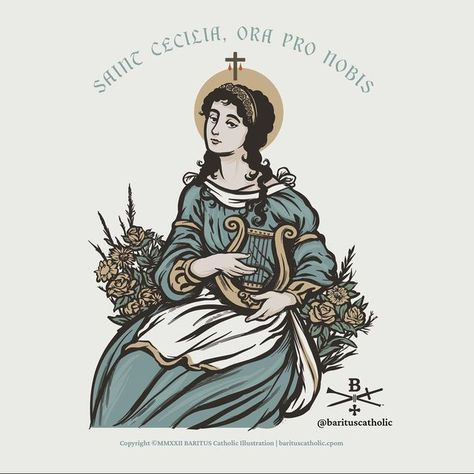 Baritus Catholic, Catholic Illustration, St Cecelia, Catholic Artwork, Saint Cecilia, St Cecilia, Catholic Beliefs, Catholic Pictures, Santa Cecilia