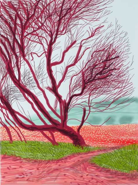 The Arrival of Spring in Woldgate, East Yorkshire in 2011. Photograph: © David Hockney/Richard Schmidt David Hockey, David Hockney Landscapes, David Hockney Ipad, David Hockney Artist, Hockney Paintings, David Hockney Paintings, David Hockney Art, Drawing Trees, Famous Painters