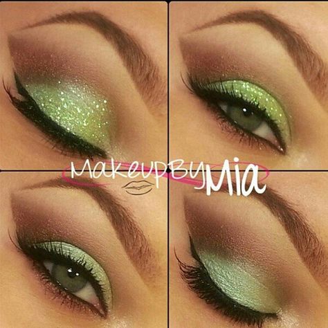 #Minteyeshadow Tinkerbell Makeup, Saint Patricks Day Makeup, Disney Princess Makeup, Eyeshadow Ideas, Princess Makeup, Green Eyeshadow, Day Makeup, Makeup For Green Eyes, Manicure Y Pedicure