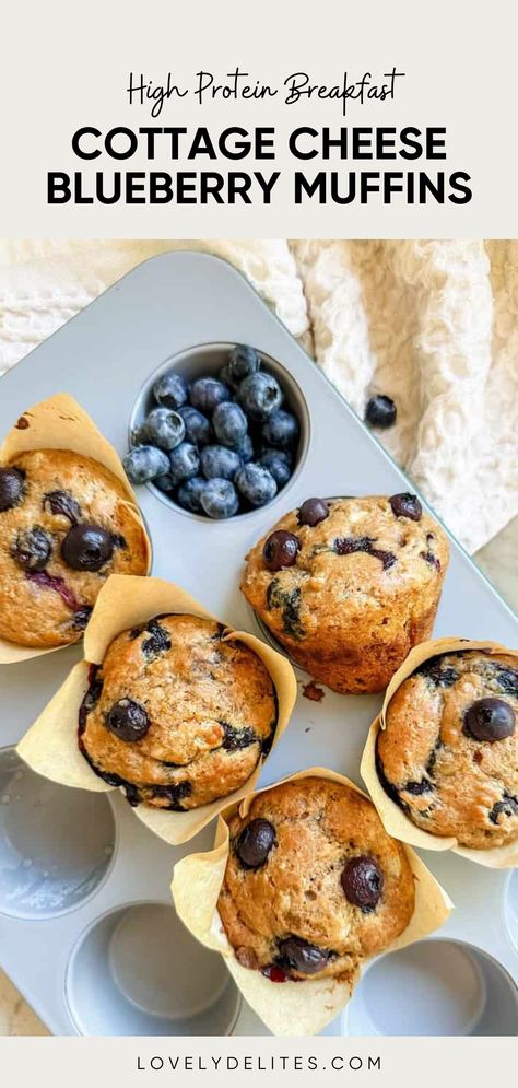 Cottage Cheese Blueberry Muffins are a healthy, high protein breakfast muffin that is easy to make ahead for the entire week. These muffins are filled with fresh blueberries for a naturally sweeter taste. A great cottage cheese recipe to prep at the start of the week for a quick grab and go breakfast throughout. Blueberry Muffins Half Baked Harvest, Whole 30 Blueberry Muffins, Saturday Night Recipes, Best Ever Blueberry Muffins, Healthy Breakfast Muffins Clean Eating, Best Breakfast Muffins Recipes, Healthy Blueberries Muffins, Cottage Cheese Blueberry Muffins Healthy, Cottage Cheese Mini Muffins