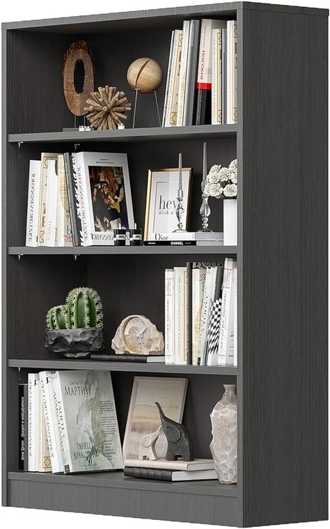 Amazon.com: 4-Shelf Wood Bookcase Freestanding Display Bookshelf for Home Office School (11.6" Depth*33" Width*48" Height,Grey) : Home & Kitchen Bookcase Freestanding, Isle Crawford, Grey Bookshelf, Grey Bookshelves, Display Bookshelf, Shelf Wood, Grey Home, Wood Bookcase, Office School