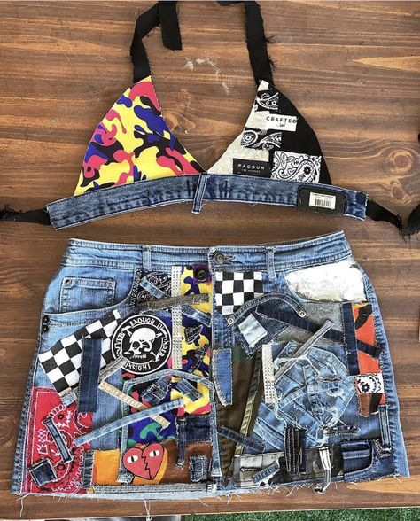 Custom Denim Outfit, Braided Clothes, Reworked Clothes Diy, Clothing Refashion, Custom Skirt, Denim Diy Clothes, Ropa Upcycling, Diy Outfits, Reworked Clothing