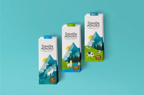 Mountain milk on Packaging of the World - Creative Package Design Gallery Mountain Packaging Design, Mountain Packaging, Milk Packaging Design, Living In The Mountains, Canada Project, Milk Design, Cooling Spray, Shelves Decor, Milk Brands