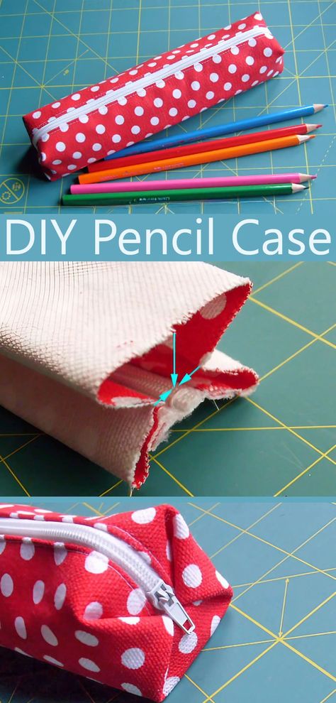 Easy Pencil Case Tutorial Easy Pencil Pouch Sew, Easy Sew Pencil Case, Flat Pencil Case Pattern, Pencil Holder Sewing Pattern, Zipper Pencil Pouch Pattern, Zipper Pencil Case Pattern, Pencil Pouch Pattern Free, Sewing Pattern Pencil Case, Free Pencil Case Pattern