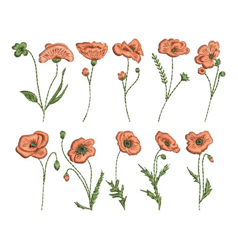 Poppy Embroidery, Poppy Design, Flower Bookmark, Poppy Flowers, Flower Template, Poppy Flower, Machine Embroidery Design, Embroidery Machine, Machine Embroidery Designs