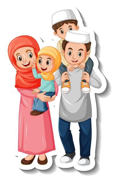 Family Planning Poster, Muslim Family Cartoon, Label Snack, Cool Wallpapers Music, Ramadan Clipart, Wallpapers Music, Autumn Activity, Islamic Image, Islamic Vector