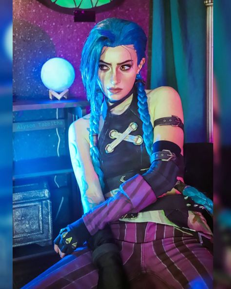 My Jinx Cosplay from @arcaneshow 💜🔫💙 Swipe for a variety of emotions 🤪 I finally finished posting all the tutorials for the Makeup / Wig /… | Instagram Tv Shows, Humour, Make Up, Jinx Makeup, Jinx Costume, Alyson Tabbitha, Jinx Cosplay, Made By Me, Diy Clothes