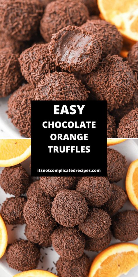 My Chocolate Orange Truffles are rich and creamy, smooth and decadent, and are an ideal after-dinner confection. They contain just 4 ingredients that combine to produce this luxurious sweet treat. Serve a platter of these delicious Chocolate Truffles to your guests and watch as they disappear! Orange Chocolate Candy, German Chocolate Truffles, Snickers Truffles, Flavored Truffles, Best Truffles, Orange Truffles Recipe, Chocolate Orange Truffles, Sweet Platter, Orange Truffles