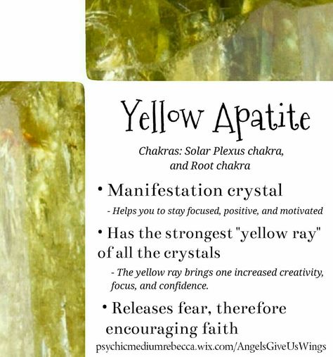 Yellow Apatite crystal meaning Yellow Apatite Crystal Meaning, Apatite Crystal Meaning, Yellow Apatite, Crystals Meanings, Crystals For Healing, Apatite Crystal, Crystals For Manifestation, Crystal Power, Gemstone Properties