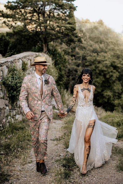 Marrakesh Wedding, Polka Dot Wedding Dress, Skinhead Reggae, Edgy Wedding, Lace Applique Wedding Dress, Sheer Wedding Dress, Alternative Bridal, Blue Wedding Dresses, Boho Bride