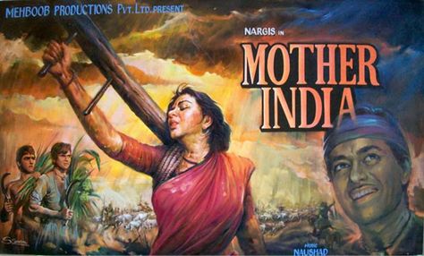 Mother India (1957) Vintage Bollywood Posters, Sunil Dutt, India Poster, Mother India, Bollywood Posters, Foreign Film, Vintage Bollywood, Real Hero, Family Drama