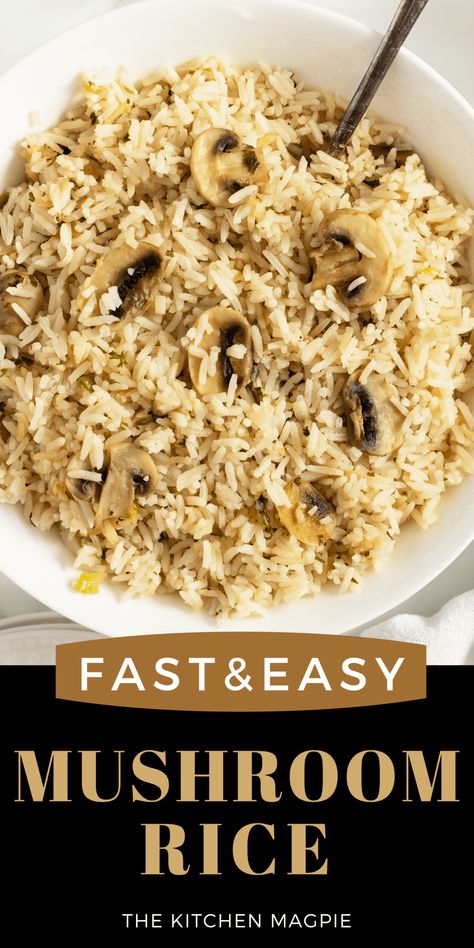 Cream Of Mushroom Rice, Mushroom Rice Casserole, Crockpot Mushrooms, Mushroom Rice Recipes, Flavorful Rice, Creamed Rice, Rice Side Dish Recipes, Mushroom Rice, Rice Side