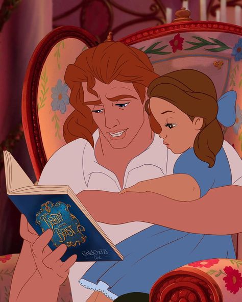 Oksana Pashchenko on Instagram: “Prince Adam reads to the baby🥰 She loves books just like her mom📚 #thebeautyandthebeast” Belle And Adam, Disney Amor, Prince Adam, The Beauty And The Beast, Disney Enchanted, Disney Princes, Art Disney, Pinturas Disney, Disney Beauty And The Beast