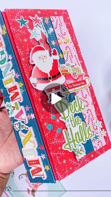 Conny Craig| on Instagram: "I can’t even begin to tell you how much fun I’m having crafting all this mini Christmas albums this year. This one has a Traveler’s Notebook style. 

https://www.simplestories.com/blogs/news/deck-the-halls-album

The first things you will need to start the project are chipboard pieces measuring 8.5 by 4 (2) and for the spice 8.5 by 1.75(1 3/4). Double-sided adhesive & Cardstock - I used Mix & A-Mingle Collection.

I covered the chipboard pieces with the card stock and then used my sewing machine to add stitching to the covers, I love adding stitching to my mini albums, you can add, leave it or stitch it by hand, and add your favorite style of stitching. It makes it authentic-YOU! 
 
On the cover page, I ripped and distressed a few pieces of paper, and adhered th December Challenge, Christmas Mini Albums, Christmas Albums, New Deck, Christmas Scrapbook, December Daily, Mini Christmas, Cover Page, Double Sided Adhesive