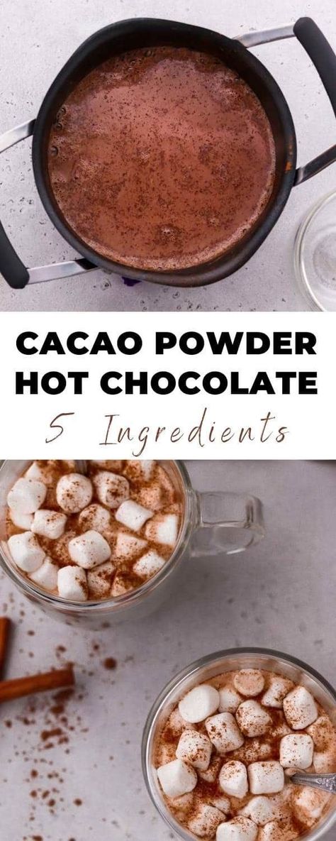 Cacao Powder Recipe Drink, Hot Chocolate With Cocoa Powder, Cacao Hot Chocolate, Cacao Powder Recipe, Cocoa Powder Recipes, Healthy Hot Chocolate, Cacao Recipes, Crockpot Hot Chocolate, Hot Drinks Recipes