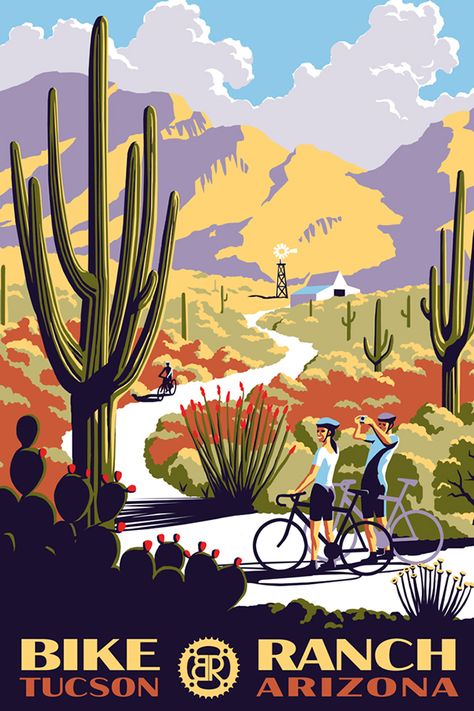 Croquis, Ranch Illustration, Desert Inspo, Basement Art, Arizona Poster, Brandon Johnson, Cactus Paintings, Wpa Posters, Works Progress Administration