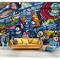 Check this out! Cosmic Alien, Graffiti Room, Playroom Wallpaper, Fish Wallpaper, 3d Abstract, Graffiti Wallpaper, Wall Stickers Bedroom, Graffiti Wall, Accent Wallpaper