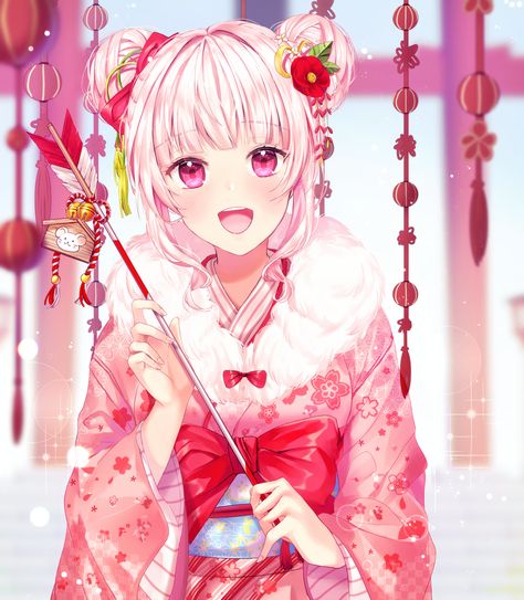 New Year Outfit, New Year Hairstyle, Japanese New Year, Sparkles Background, Anime Kimono, Violet Eyes, Japanese Outfits, Manga Pictures, Hair Ornaments