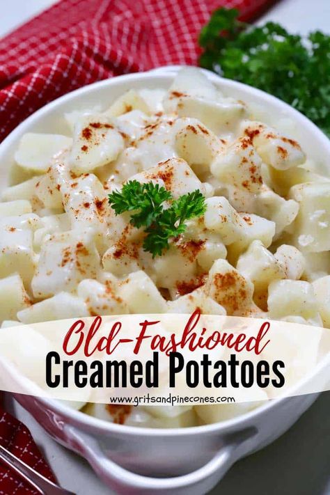 Cream Potatoes Recipe, Cooked Potatoes, Easy Potato Recipes, Creamed Potatoes, Vegetable Side Dishes Recipes, Potato Recipes Side Dishes, Cubed Potatoes, Bechamel Sauce, Potato Recipe