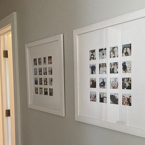 Instax Ideas Display, How To Display Mini Polaroids, Polaroid Home Decor, Mini Photos On Wall, Wall Decor Ideas Small Spaces, Polaroid Frame Wall, Instax Frame Ideas, Instax Decoration Ideas, Display Instax Mini Photos