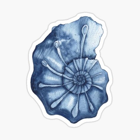 Watercolor navy blue nautilus. • Millions of unique designs by independent artists. Find your thing. Sea Shell Sticker, Sea Stickers, Ocean Stickers, Beach Stickers, Blue Scrapbook, Blue Stickers, Sea Poster, Sticker Design Inspiration, Small Stickers