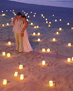 Light it up if you plan to spend some of the evening hours on the beach. All you need are white paper bags, sand, and votive candles. It's simple,  inexpensive, and a beautiful way to set the mood! Pose Fotografi, Have Inspiration, Bali Wedding, 인물 사진, Caster, The Sand, Wedding Pictures, Future Wedding, Girl Power