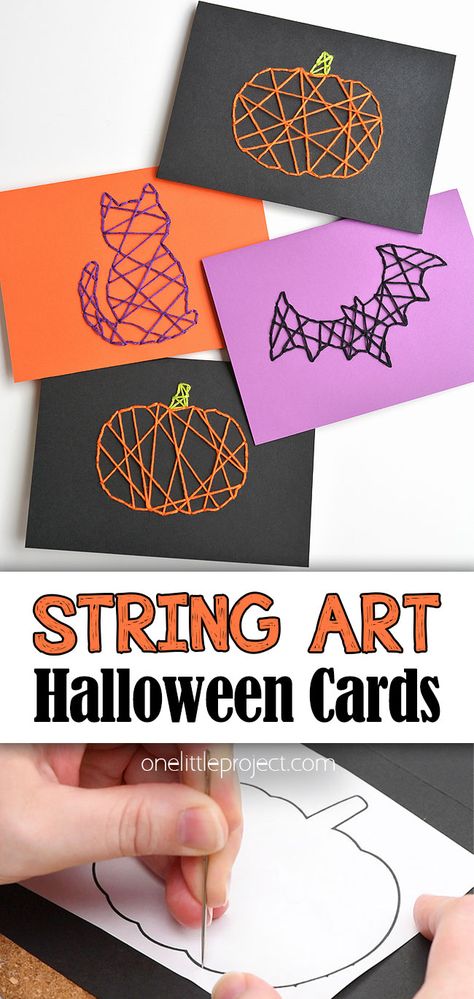 Halloween String Art, Halloween Art Projects, Hallowen Ideas, Halloween Kunst, October Crafts, Halloween Templates, Halloween Arts And Crafts, String Art Diy, Halloween Craft