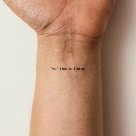 Tattoos Quotes Meaningful, Tattoo Sentences, Arm Tattoos Lettering, Personalized Tattoos, Tattoos Neck, Tattoos Fonts, Letter Tattoos, Tattoos Back, Your Time Is Limited