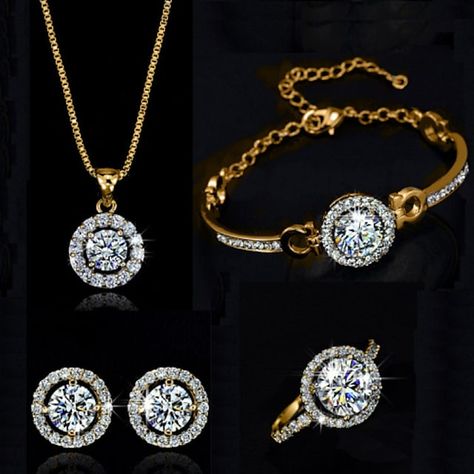 Crystal Jewelry Sets, Diamond Jewelry Designs, Zircon Jewelry, Women's Jewelry Sets, Silver Jewellery Sets, Fashion Jewelry Sets, Silver Plated Jewelry, Bride Jewellery, Wedding Jewelry Sets