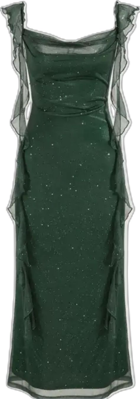 Prom Dress Garden Theme, Mazzy Star Dress, Mazzy Star Prom Dress, Dark Green Dress Aesthetic, Theme Outfit Ideas, Slytherin Dresses, Dark Green Prom Dress, Starry Night Dress, Prom Dresses Off The Shoulder