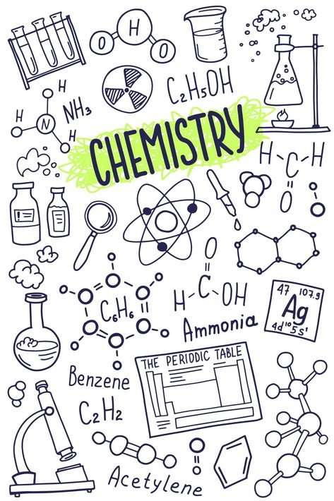 Chemistry symbols icon set. Science subject doodle design. Education and study concept. Back to school sketchy background for notebook, not pad, sketchbook. Science Chemistry Background, Chemistry Sketch Art, Chemistry Binder Cover Ideas, Science Doodles Chemistry, Physics And Chemistry Cover Page, Chemistry Page Design, Science Cute Drawings, Chemistry Title Page Aesthetic, Cute Chemistry Doodles