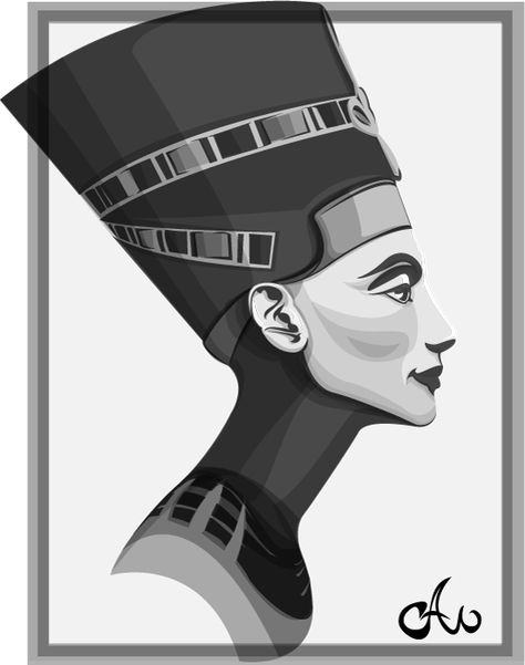 by ~Marvin1988 on DeviantART. Nefertiti, digital vector, greyscale, bust Queen Nefertiti Tattoo Design, Nefertiti Drawing, Nefertiti Line Art, Pharoah Egyptian, Drawing Profile, Nefertiti Art, Nefertiti Sculpture, Nefertiti Tattoo, Nefertiti Bust