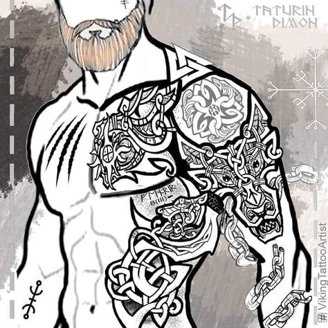 Celtic Sleeve Tattoos, Viking Rune Tattoo, Shoulder Armor Tattoo, Viking Warrior Tattoos, Norse Mythology Tattoo, Scandinavian Tattoo, Viking Tattoo Symbol, Viking Tattoo Sleeve, Armor Tattoo