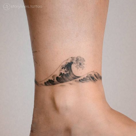 Wave Tattoo Band Arm, Wave Tattoo Arm Band, Wave Band Tattoo, Wave Tattoo Men, Ocean Tattoos Sleeve, Ocean Tattoos Sleeve For Women, Rib Tats, Japanese Wave Tattoos, Wave Tattoos