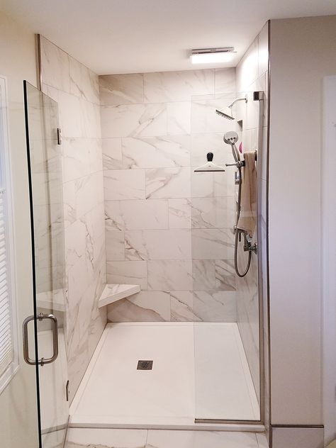 tile Shower Aesthetic Ideas, Walking Shower, Custom Shower Pan, Cultured Marble Shower, Granite Shower, Onyx Shower, Shower Aesthetic, Shower Pan Tile, Aesthetic Bath