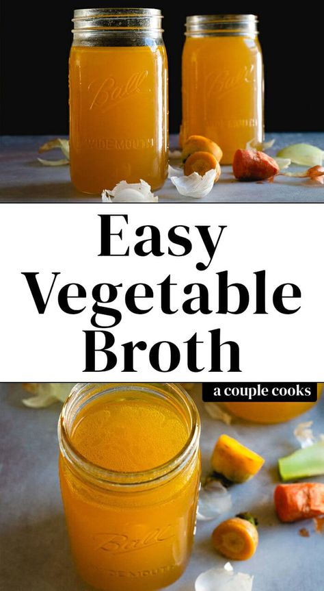 Easy Vegetable Broth, Homemade Veggie Broth, Vegetable Broth Recipe, Recipes With Vegetable Broth, Homemade Vegetable Broth, Veggie Broth, Vegetable Scraps, Easy Vegetable, Minimalist Baker