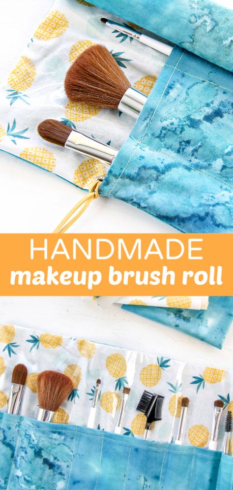 How to Sew a Fabric Makeup Brush Holder | Make and Takes Sew Makeup Brush Roll, Makeup Brush Holder Sewing Pattern, Makeup Brush Bag Diy, Makeup Brushes Holder Diy, Makeup Brush Bag Pattern, Makeup Brush Roll Diy, Make Up Brush Holder Sewing Pattern, Makeup Brush Pouch Diy, Makeup Brush Roll Pattern