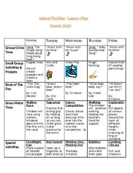 basic/simple March lesson plan for infants and toddlers. age range: birth and up early childhood education levels Lesson Planning For Infants, 12-24 Month Activities Lesson Plans, August Lesson Plans For Toddlers, Infant And Toddler Classroom Set Up, Infant Lesson Plans Daycares, Infant Room Lesson Plans, Infant Lesson Plans Creative Curriculum, December Lesson Plans For Toddlers, Daycare Lesson Plans For Toddlers