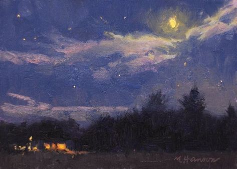 The Night Sky, Night Sky, Oil Painting, Stars