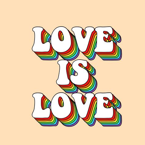 LOVE IS LOVE quote lgbt equality equal rights retro aesthetic vintage gay lesbian bisexual rainbow flag font feminist Quotes Aesthetic, Love Is Love, I Hope, Orange, Quotes, Green