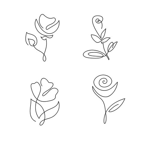 Line Drawing Flowers, Line Drawing Flower, Continuous Line Tattoo, Flower Vector Art, Line Flowers, Line Art Flowers, Line Doodles, Knitted Wire, Single Line Drawing