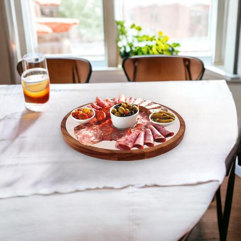 Charcuterie boards for entertainment or gifts. Amazon affiliation link. Lazy Susan For Table, Marble Charcuterie Board, Table Top Marble, Marble Lazy Susan, Lazy Susan Turntable, Spice Organization, Wood And Marble, Small Meals, Lazy Susan