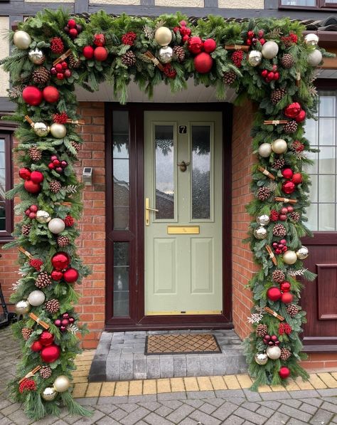 Christmas Cave, Outdoor Christmas Light Displays, Door Decoration Ideas, Christmas Arch, Luxury Christmas Decor, Tree Decoration Ideas, Christmas Balloon Decorations, Lights For Christmas, Christmas Front Door