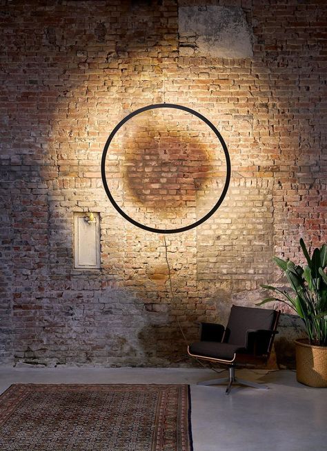 The Framed Circle Wall light, by Dutch designer Jacco Maris, stashes illumination in a steel frame. Living Room, Light Fixture, The Wall, Round Glass, Light Up, Wall Lights, Lighting, Frame, Wall