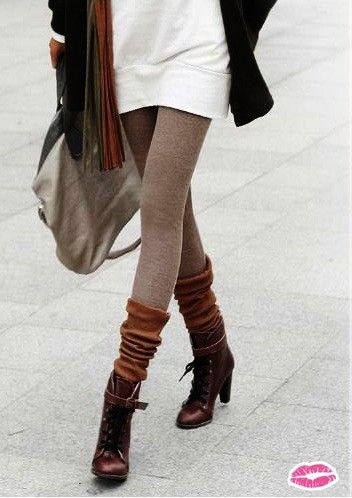 boots and chunky socks = perfect winter wear Socks Over Leggings, 2011 Fashion Trends, Lounge Socks, Paris Ideas, Smart Casuals, Boots Socks, Simple Lifestyle, Leg Warmer, Boots Style