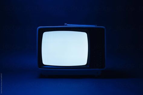 Old Analog TV Displaying Noise Under Blue Light by Pixel Stories Blue Tv Aesthetic, Old Tv Aesthetic, Header Quotes, Theatre Crafts, Tv Aesthetic, Tv Lighting, Fragrance Photography, Tv Head, Robot Concept