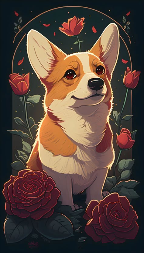 Corgi Wallpaper, Art Color Pencil, Corgi Drawing, Royal Pet Portrait, Cute Dog Drawing, Dog Portraits Art, Corgi Art, Custom Dog Shirts, Beauty Art Drawings