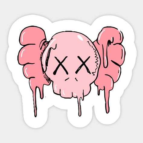 Kaws Stickers Png, Kaws Doll Drawing, Hype Beast Stickers, Pink Kaws Painting, Kaws Tattoo Design, Kaws Stickers, Kaws Illustration, Hypebeast Stickers, Kaws Head