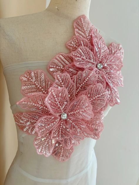 9.53US $ 23% OFF|1 Piece Watermelon 3d Bead Flowers Applique For Couture Dance Costume Embroidery Sewing On Patches For Wedding/Evening Dress| |   - AliExpress Beaded Patches, Flowers Applique, Bead Flowers, Costumes Diy, Pink Wedding Dress, 3d Rose, Beaded Applique, Embroidery Fashion, Flower Applique